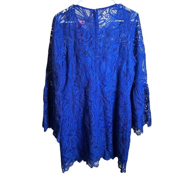 NWT Lilly Pulitzer Denise Cobalt Blue Lace Flare Sleeve Romper Size 16 - Picture 6 of 7